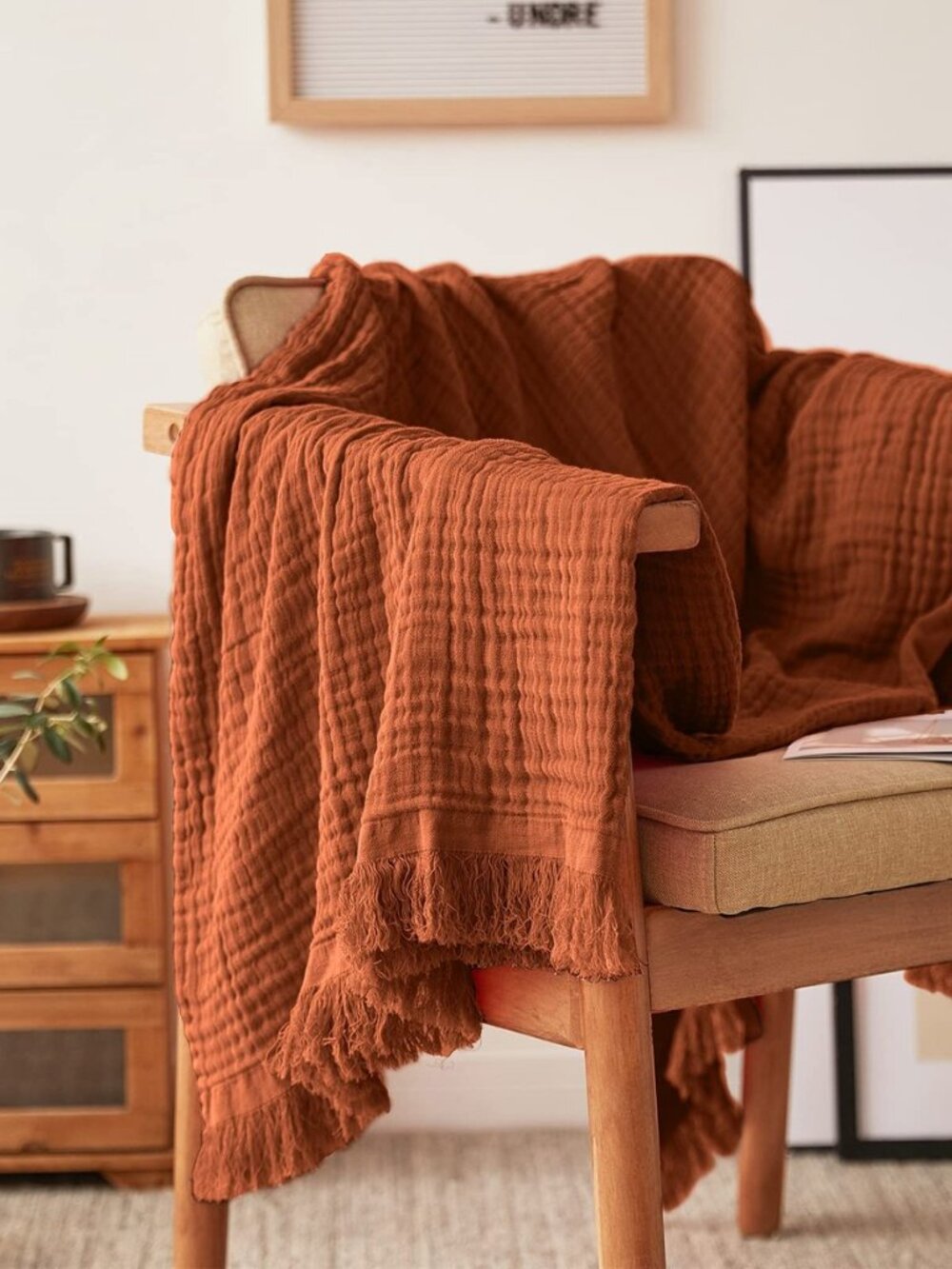 Cotton Muslin Throw Blanket for Bed, Couch, Knit Woven Gauze Blanket with